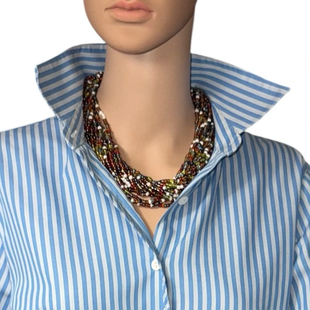 15‑Strand Glass Seed Bead Twisted Necklace Multicolor 20